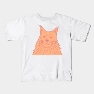 Peach Fuzz Color of the Year 2024 Maine Coon Cat Kids T-Shirt